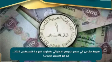 هبوط مفاجئ في سعر الدرهم الإماراتي بالبنوك اليوم 6 أغسطس 2025.. كم هو السعر الجديد؟